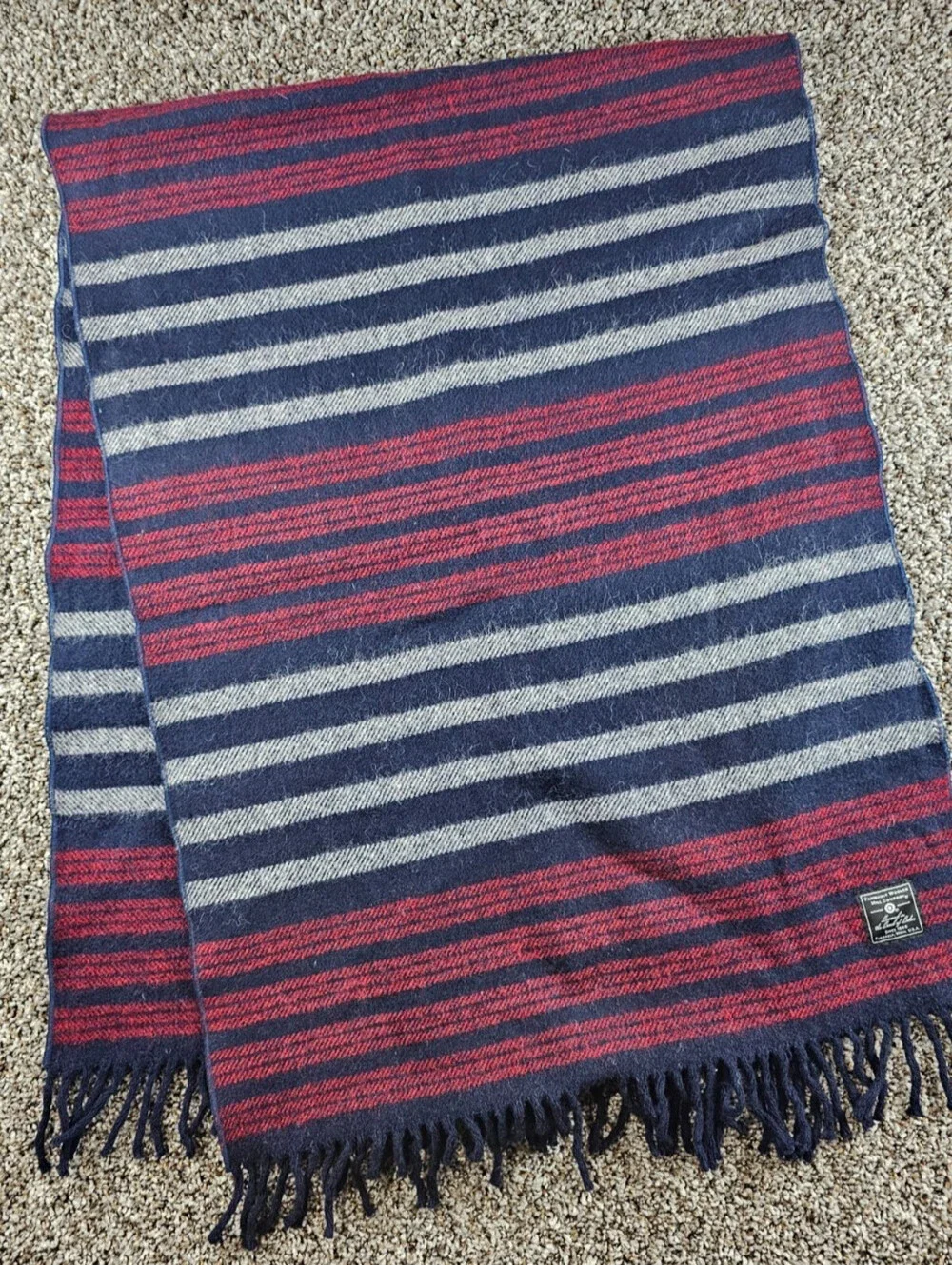 Faribault Woolen Mill Target Collab Oversized Wool Shawl Red Blue Striped